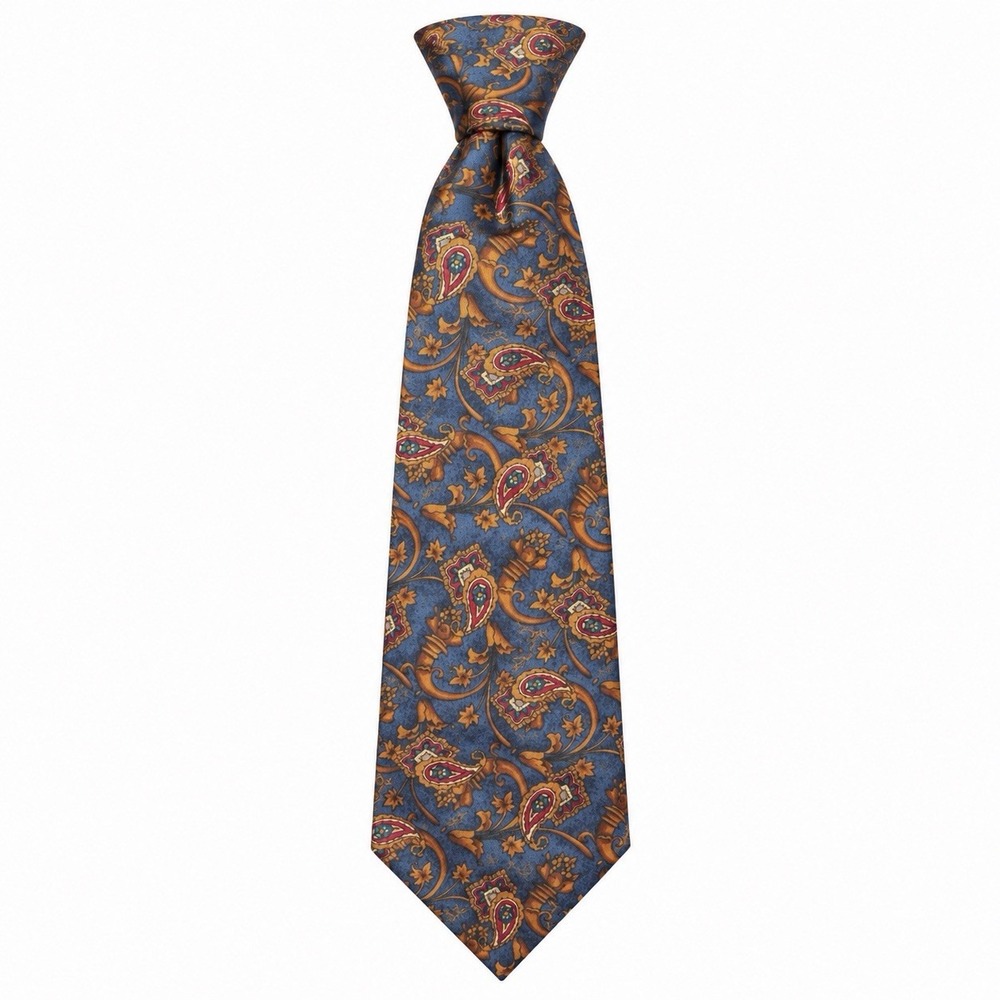 Monsieur Givenchy Mens 100% Silk Tie Blue Paisley Designer Old Money Necktie